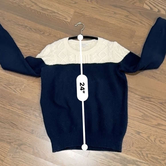 Madewell Blue Cream Color Block Cable Knit Sweater size Small S y2k western I - Picture 3 of 6